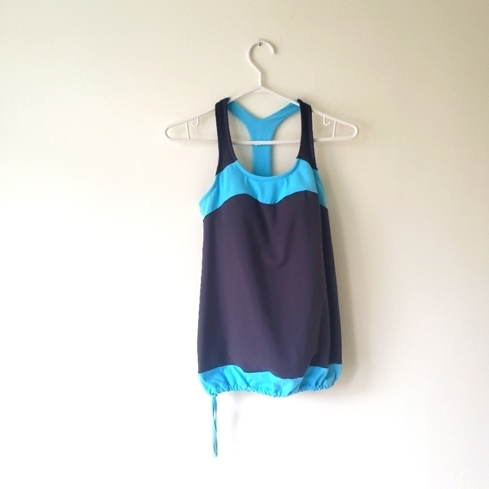 NWOT AMOENA RACER BACK BROWN (GRAYISH) AND TURQUOISE WORKOUT TANK SIZE XS